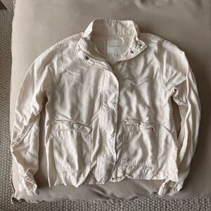 Thread & Supply Cream Utility Jacket with Front Patch Pockets